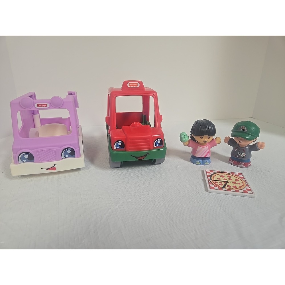 Fisher Price Little People Ice Cream Truck Pizza Delivery Car Food Truck Toy Lot